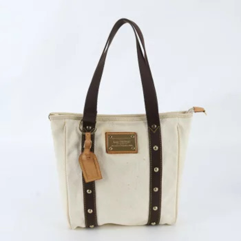 Louis Vuitton Antigua Cabas Leather 2Way Shoulder Tote Bag Silver